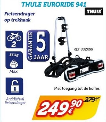 Promoties Thule eurorde 941 fietsendrager op trekhaak - Thule - Geldig van 23/04/2017 tot 28/05/2017 bij Auto 5