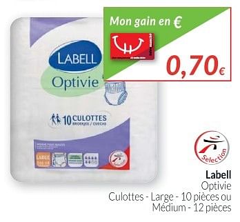 Labell Optivie lingettes hygiène adulte - En promotion chez Intermarche