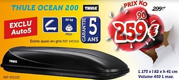 Promotions Thule ocean 200 - Thule - Valide de 23/04/2017 à 28/05/2017 chez Auto 5