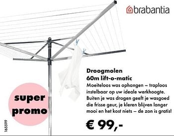 Promoties Droogmolen 60m lift-o-matic - Brabantia - Geldig van 24/04/2017 tot 31/05/2017 bij Multi Bazar