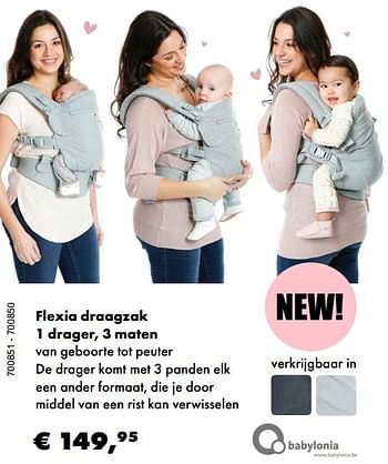 Promoties Flexia draagzak 1 drager, 3 maten - Babylonia - Geldig van 24/04/2017 tot 31/05/2017 bij Multi Bazar