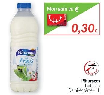 Lait frais demi-écrémé - Páturages - 1 l