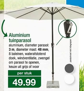 louter reptielen Moet Huismerk - Aldi Aluminium tuinparasol - Promotie bij Aldi