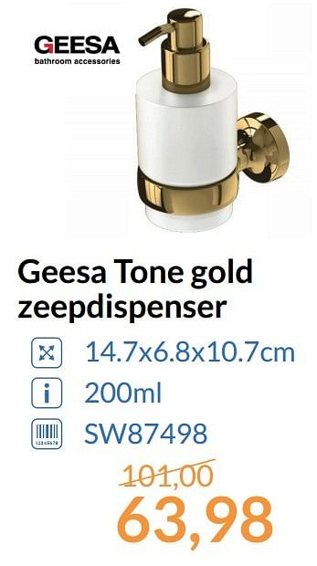 Promoties Geesa tone gold zeepdispenser - Geesa - Geldig van 01/05/2017 tot 31/05/2017 bij Sanitairwinkel