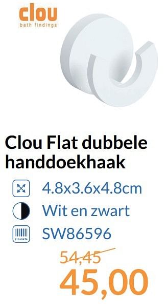 Promoties Clou flat dubbele handdoekhaak - Clou - Geldig van 01/05/2017 tot 31/05/2017 bij Sanitairwinkel
