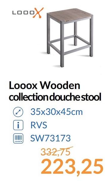 Promoties Looox wooden collection douche stool - Looox - Geldig van 01/05/2017 tot 31/05/2017 bij Sanitairwinkel
