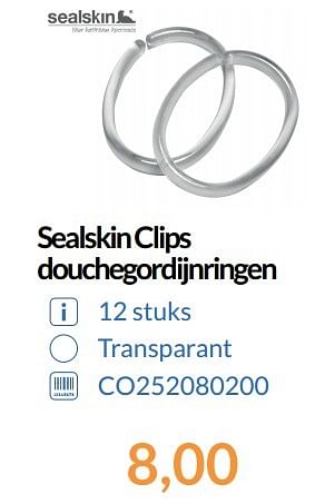 Promoties Sealskin clips douchegordijnringen - Sealskin - Geldig van 01/05/2017 tot 31/05/2017 bij Sanitairwinkel