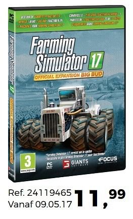 Promotions Farming simulator 17 - Focus Home Interactive - Valide de 02/05/2017 à 30/05/2017 chez Supra Bazar