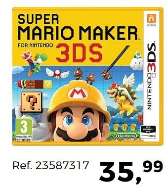 Promotions Super mario maker 3ds - Nintendo - Valide de 02/05/2017 à 30/05/2017 chez Supra Bazar