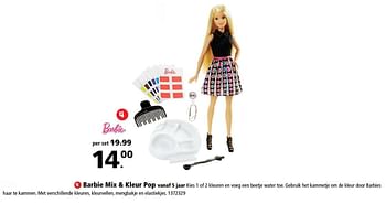 Promoties Barbie mix en kleur pop - Mattel - Geldig van 17/04/2017 tot 07/05/2017 bij Bart Smit
