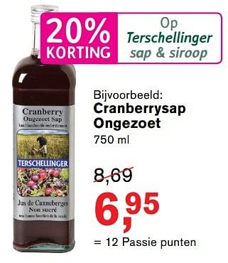 Promoties Cranberrysap ongezoet - Terschellinger - Geldig van 18/04/2017 tot 17/05/2017 bij Holland & Barret