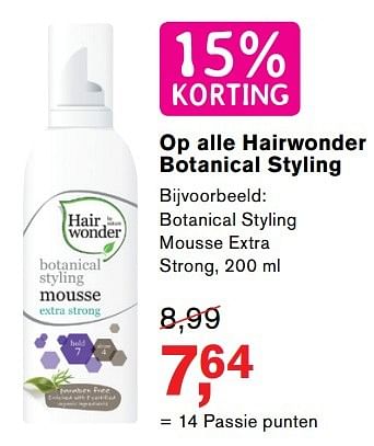 Promoties Botanical styling mousse extra strong - Hairwonder - Geldig van 18/04/2017 tot 17/05/2017 bij Holland & Barret