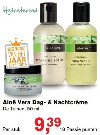 Promoties Aloë vera dag- + nachtcrème - De Tuinen - Geldig van 18/04/2017 tot 17/05/2017 bij Holland & Barret