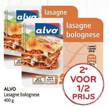 Promoties Alvo lasagne bolognese - Huismerk - Alvo - Geldig van 03/05/2017 tot 16/05/2017 bij Alvo