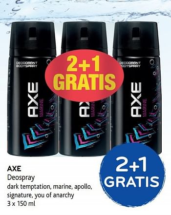 Promoties Axe deospray - Axe - Geldig van 03/05/2017 tot 16/05/2017 bij Alvo