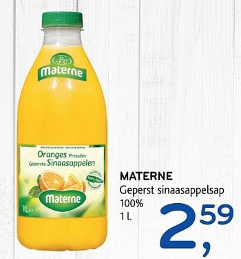 Promotions Materne geperst sinaasappelsap - Materne - Valide de 03/05/2017 à 16/05/2017 chez Alvo