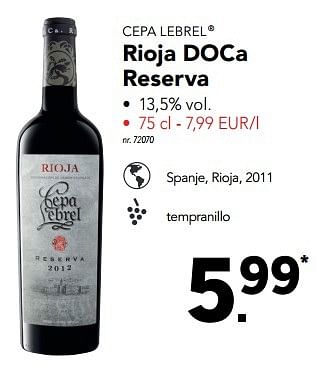 Promotions Rioja doca reserva - Vins rouges - Valide de 15/05/2017 à 20/05/2017 chez Lidl