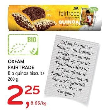 Promoties Oxfam fairtrade bio quinoa biscuits - Oxfam Fairtrade - Geldig van 17/05/2017 tot 30/05/2017 bij Alvo