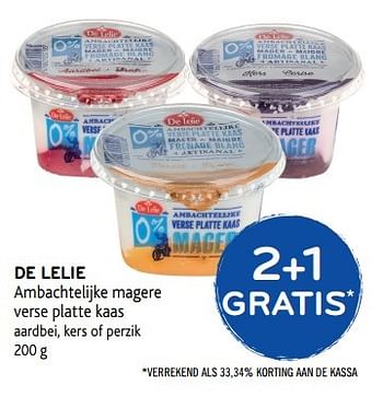 Promotions 2+1 gratis de lelie  ambachtelijke magere  verse platte kaas - De Lelie - Valide de 17/05/2017 à 30/05/2017 chez Alvo
