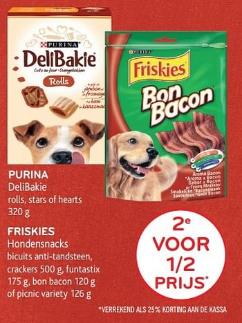 Promoties Purina delibakie of friskies hondensnacks 2e voor 1-2 prijs - Purina - Geldig van 17/05/2017 tot 30/05/2017 bij Alvo