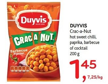 Promoties Duyvis crac-a-nut hot sweet chilli, paprika, barbecue of cocktail - Duyvis - Geldig van 17/05/2017 tot 30/05/2017 bij Alvo