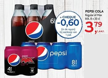 Promoties Pepsi cola regular of max blik - Pepsi - Geldig van 17/05/2017 tot 30/05/2017 bij Alvo