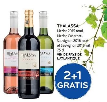 Promoties 2+1 gratis thalassa - Rode wijnen - Geldig van 17/05/2017 tot 30/05/2017 bij Alvo
