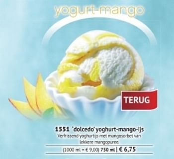 Promoties Dolcedo yoghurt-mango-ijs - Huismerk - Bofrost - Geldig van 01/03/2017 tot 31/08/2017 bij Bofrost