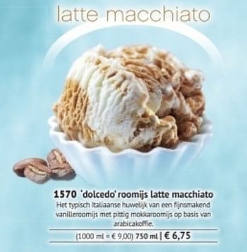 Promoties Dolcedo roomijs latte macchiato - Huismerk - Bofrost - Geldig van 01/03/2017 tot 31/08/2017 bij Bofrost