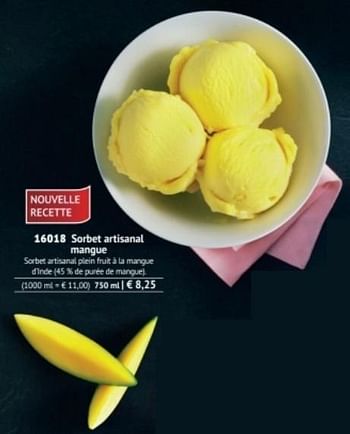 Promotions Sorbet artisanal mangue - Produit maison - Bofrost - Valide de 01/03/2017 à 31/08/2017 chez Bofrost