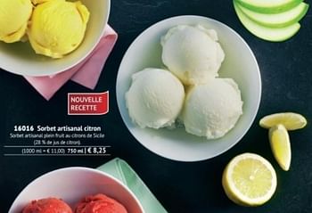 Promotions Sorbet artisanal citron - Produit maison - Bofrost - Valide de 01/03/2017 à 31/08/2017 chez Bofrost