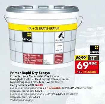 Promotions Primer rapid dry sencys - Sencys - Valide de 16/05/2017 à 05/06/2017 chez BricoPlanit