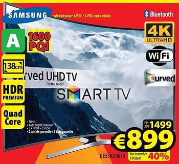 Promoties Samsung téléviseur led - led-televisie ue55ku6670 - Samsung - Geldig van 18/05/2017 tot 30/06/2017 bij ElectroStock