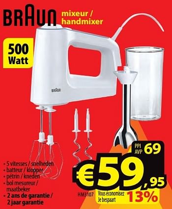 Promotions Braun mixeur - handmixer hm3107 - Braun - Valide de 18/05/2017 à 30/06/2017 chez ElectroStock