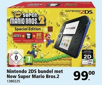 Promoties Nintendo 2ds bundel met new super mario bros.2 - Nintendo - Geldig van 22/05/2017 tot 04/06/2017 bij Bart Smit