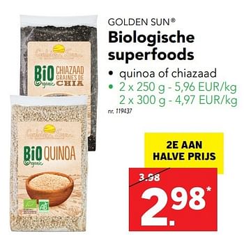 trek de wol over de ogen achterlijk persoon Arthur Golden Sun Biologische superfoods - Promotie bij Lidl