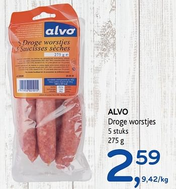 Promoties Alvo droge worstjes - Huismerk - Alvo - Geldig van 31/05/2017 tot 13/06/2017 bij Alvo