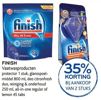 Promoties Finish vaatwasproducten - Finish - Geldig van 31/05/2017 tot 13/06/2017 bij Alvo