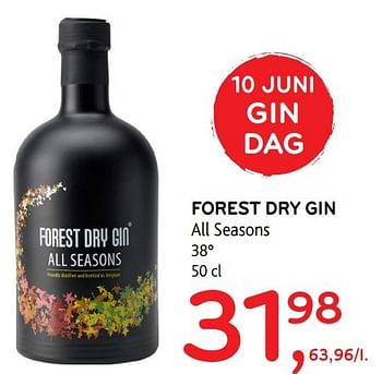 Promoties Forest dry gin all seasons - Forest Dry Gin - Geldig van 31/05/2017 tot 13/06/2017 bij Alvo