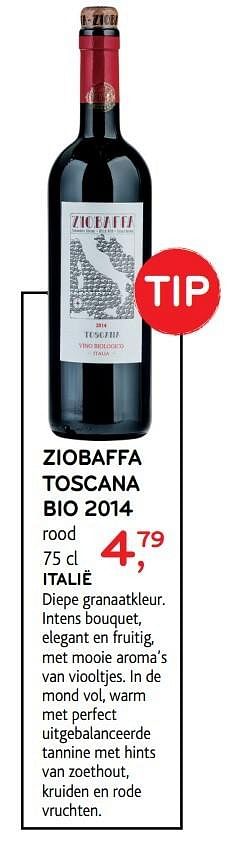 Promoties Ziobaffa toscana bio 2014 - Rode wijnen - Geldig van 31/05/2017 tot 13/06/2017 bij Alvo