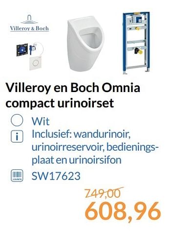 Promotions Villeroy en boch omnia compact urinoirset - Villeroy & boch - Valide de 01/06/2017 à 30/06/2017 chez Magasin Salle de bains