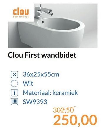 Promotions Clou first wandbidet - Clou - Valide de 01/06/2017 à 30/06/2017 chez Magasin Salle de bains