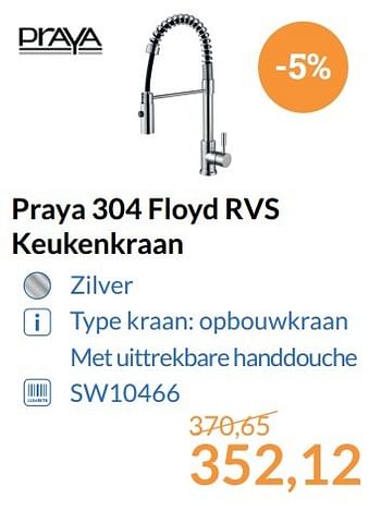 Promoties Praya 304 floyd rvs keukenkraan - Praya - Geldig van 01/06/2017 tot 30/06/2017 bij Sanitairwinkel