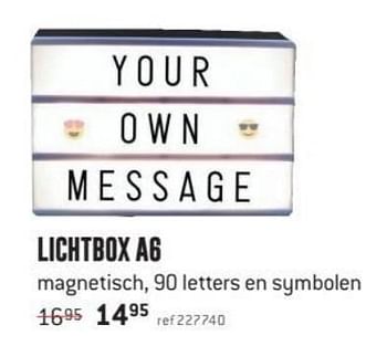Promoties Lichtbox a6 magnetisch, 90 letters en symbolen - Huismerk - Free Time - Geldig van 29/05/2017 tot 02/07/2017 bij Freetime
