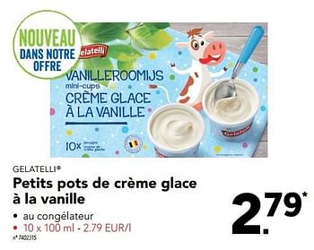 Gelatelli Petits Pots De Creme Glace A La Vanille En Promotion Chez Lidl