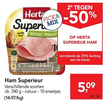 Promoties Ham superieur - Herta - Geldig van 14/06/2017 tot 27/06/2017 bij Makro