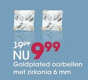 Promotions Goldplated oorbellen met zirkonia 6 mm - Huismerk - Lucardi - Valide de 29/05/2017 à 18/06/2017 chez Lucardi