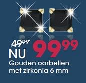 Promoties Gouden oorbellen met zirkonia 6 mm - Huismerk - Lucardi - Geldig van 29/05/2017 tot 18/06/2017 bij Lucardi