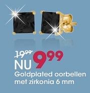 Promotions Goldplated oorbellen met zirkonia 6 mm - Huismerk - Lucardi - Valide de 29/05/2017 à 18/06/2017 chez Lucardi