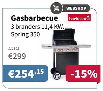 vaas plein importeren Barbecook Barbecook gasbarbecue 3 branders 11,4 kw. spring 350 - Promotie  bij Cevo Market